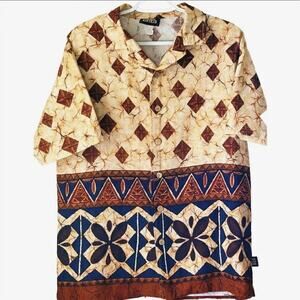 Vintage ODO Hawaiian Shirt M • Barkcloth Cotton • Made in USA